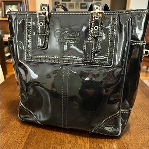 Coach Navy Patent Leather Tote
